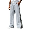 thumbnail image 1 of Mens Pants,Casual Buckle Printing Elastic Waist Drawstring Straight Pocket,Pants for Men, 1 of 8