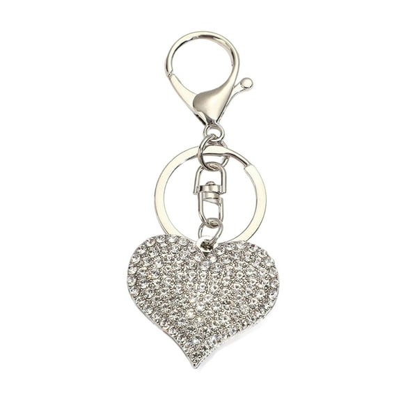 Sparkling Rhinestone Heart Keychain Elegant Alloy Design Lightweight Keyring for Gifts or Daily Carry
