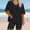 Black, variant on Yteetum Two Piece Outfits For Women Summer Plus Size Solid Color V-Neck Short Sleeve Top Homewear T Shirts and Shorts Two Piece Sets XXXXL