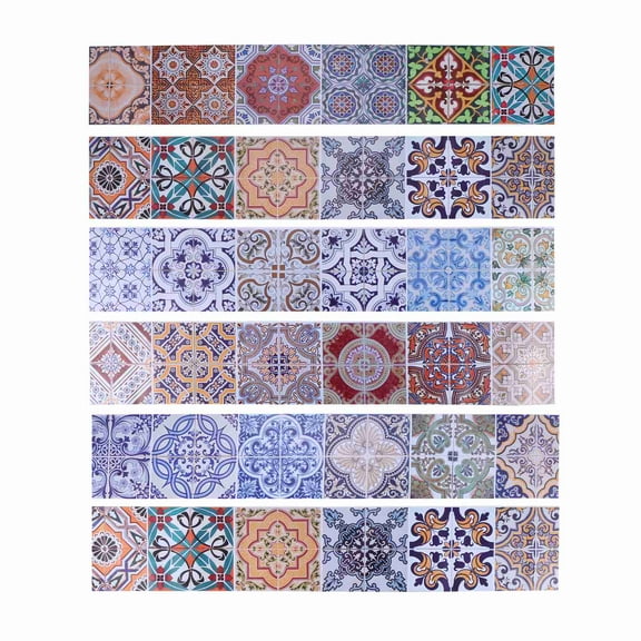 Qilidiba Peel and Stick Tile Backsplash Stair Riser Decals DIY Tile Decals Mexican Traditional Talavera Waterproof Home Decor Staircase Decal Stair Mural Decals
