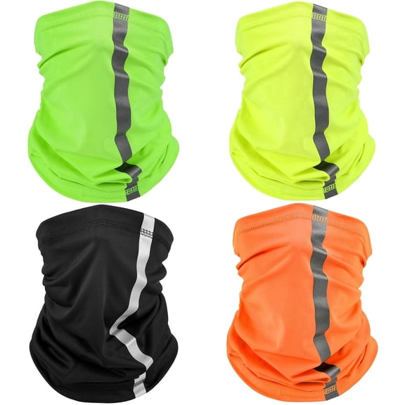 4 Pcs Neck Gaiter for Men Reflective Face Mask Cover, UV Sun Protection Neon Balaclava Hi Vis Bandana for Work