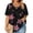Multicolor 7, variant on Women's Plus Size V-Neck T-Shirts Cotton Cross Over Tie Floral Print Short Sleeve Tees Tops Spring Summer Fashion Casual Cozy Loose Shirts,XL,Multicolor