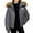 Gray, variant on hoksml Women's Hooded Down Jacket Short Parka Style Puffer Solid Color Long Sleeved Thick Winter Coat with Pockets