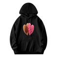 thumbnail image 3 of Women's Long Sleeve Hoodie Pullover with Pockets - Colorful Heart Design: Brown Bite Mark Pink Print and Subtle Patterns, 3 of 7