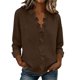 thumbnail image 2 of Craaazy Women's Relaxed Fit V Neck Blouse, Solid Color Long Sleeve Ruffle Accent Top, Loose Comfy Cotton Linen Tee for Work & Daily Wear Gifts, 2 of 6