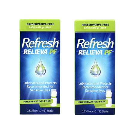 Refresh RELIEVA Preservative-Free Lubricant Eye Drops for Sensitive Eyes, 0.33 FL OZ (10 ml) - 2 Pack