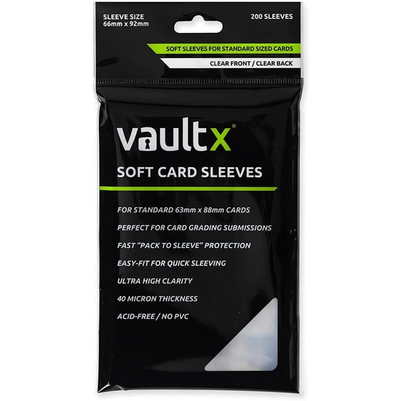 Vault X Soft Penny Sleeves (200 Pack) for Standard Trading Cards TCG, Clear High Clarity