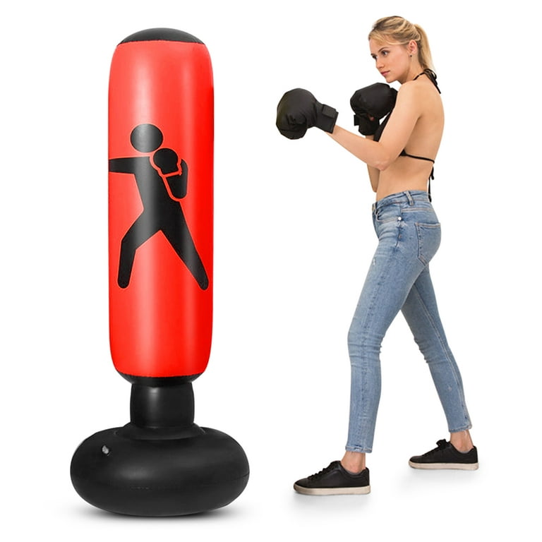Durable Inflatable Punching Bag 63'' Boxing Blow Up Punch Bag Workout Target