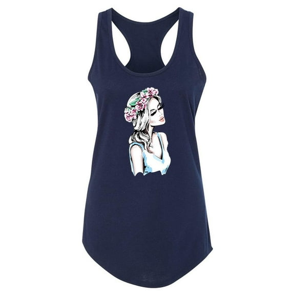 Woman With Floral Wreath Tank Women -Image by Shutterstock, Female Large