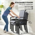 thumbnail image 3 of Set of 4 Stackable Patio Dining Chairs, Grey Steel Frame Outdoor Armchairs with Breathable Mesh, Space-Saving Weather Resistant Seating for Garden, Balcony, Deck or Patio, 3 of 7