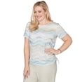 thumbnail image 3 of Alfred Dunner Womens Petite Wavy Biadere Side Tie Ruched Tee, 3 of 4
