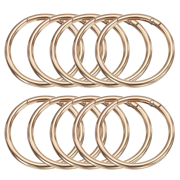 Uxcell 10pcs Metal Spring O Rings 2" Trigger Spring Keyrings Buckle Round Snap Clip for DIY Keychains Bag Purse Handbag Gold