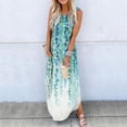 thumbnail image 1 of SMihono Robe Maxi Bohème d'Été pour Femmes Grande Taille Robe Longue Imprimée Sans Manches Col Rond Robe de Plage, 1 of 5