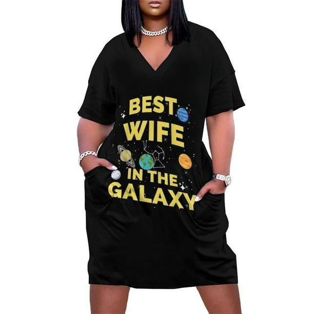Vestido holgado con bolsillos para San Valentín, la mejor esposa de la galaxia, vestidos de novia para fiestas, vestidos de verano para mujer 2025