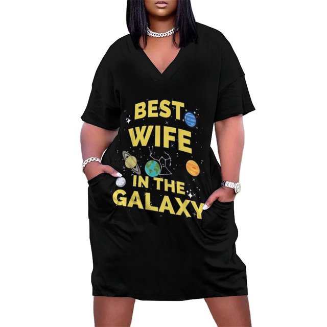 Vestido holgado con bolsillos para San Valentín, la mejor esposa de la galaxia, vestidos de novia para fiestas, vestidos de verano para mujer 2025