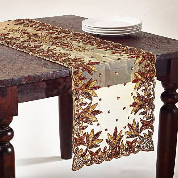 Stunning Hand Beaded Classic Table Runner (16"X72")