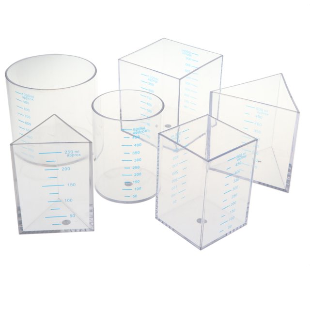 6 Pezos Taza de Medi de Plástico Vaso de Medidor Juegos Educación para 1-4 Años Sunnimix Juego de vasos medidores de geometría