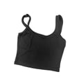 thumbnail image 4 of Top corto para mujer, camiseta sin mangas con tirantes anchos para hacer ejercicio, caminar, descansar, gimnasio Negro, 4 of 8