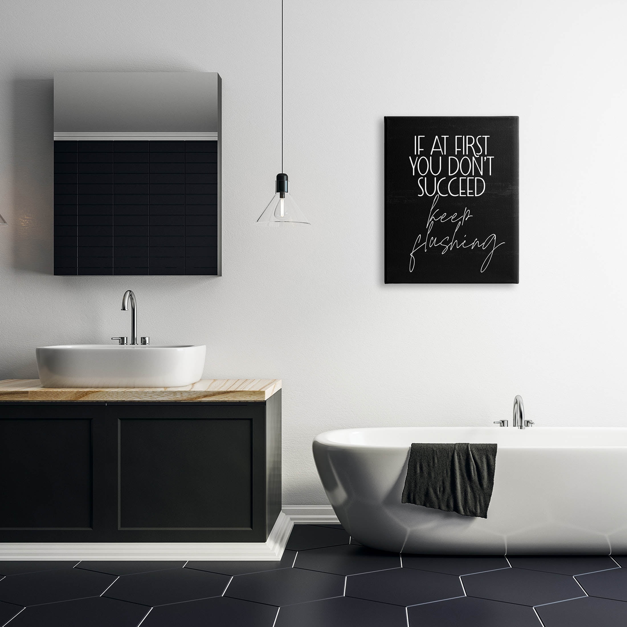 Stupell Industries Keep Flushing Funny Bathroom Graphic Art Gallery Wrapped Canvas Print Wall Art, Design by Lil' Rue