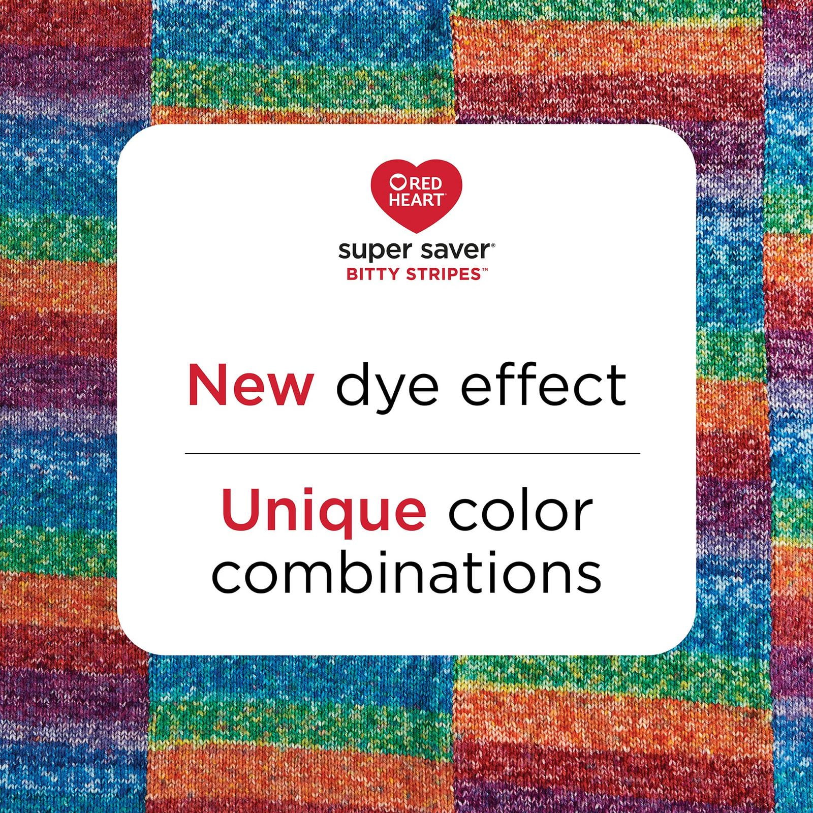 Red Heart® Super Saver® Bitty Stripes™ Yarn, Acrylic #4 Medium, 10oz/283g