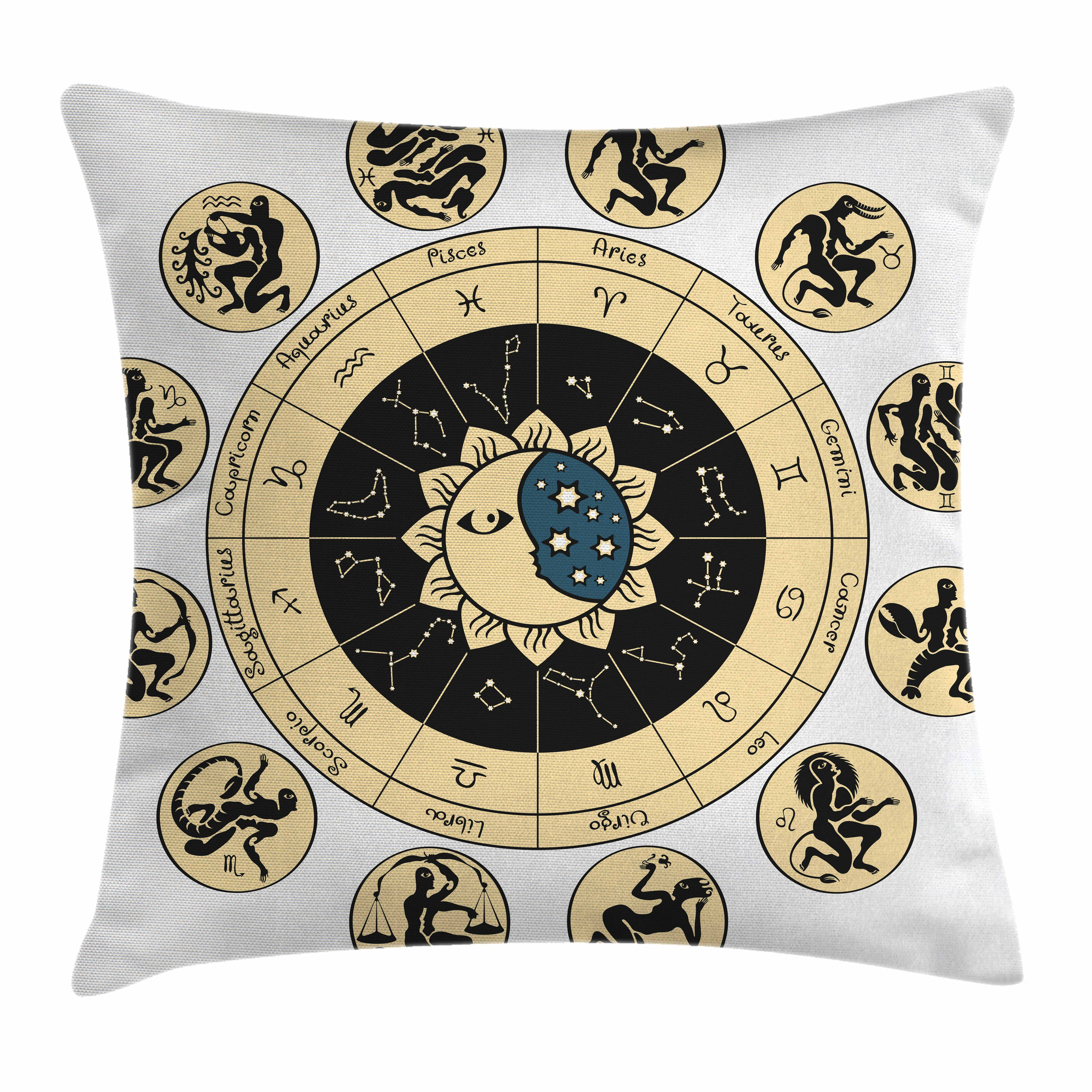 Indian Handmade Black Astrology Bed Pillow Case Zodiac Horoscope Cushion Cover 