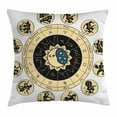 thumbnail image 1 of Astrology Throw Pillow Cushion Cover, Ethnical Tribal Indian Horoscope Chart with Signs and Names Image, Decorative Square Accent Pillow Case, 18 X 18 Inches, Black White and Yellow, by Ambesonne, 1 of 1