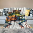 thumbnail image 2 of Chilfamy Frog Glasses Guitar Print Throw Blanket Lightweight Soft Blanket for Bed Sofa Decor All Seasons 40x50in, 2 of 6