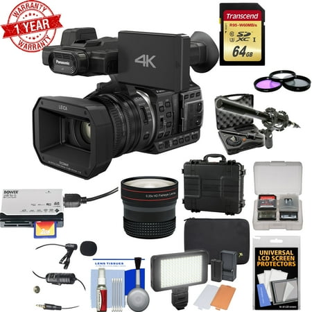 Camcorder Set - Panasonic HC-X1000 4K Ultra HD Wi-Fi Video Camcorder w/Fisheye Lens|64GB Card|Waterproof Case|LED Light|Microphone Set|Filters Kit