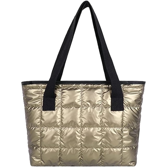 LHSHID Women Retro Nylon Tote Hanbag Large Quilted Cotton Down Hobo Shoulder Bag Purse