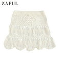 thumbnail image 1 of ZAFUL Women Leisure Drawstring Scalloped Edge Crochet Skirt White S, 1 of 6