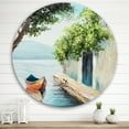 thumbnail image 2 of Designart 'A Beautiful Summer Day With Gondola In Venice' Nautical & Coastal Circle Metal Wall Art 29x29 - Disc of 29, 2 of 5