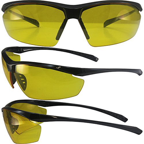 Global Vision Shatterproof UV400 Yellow Tinted Shooting Glasses and Free Pouch 
