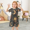 thumbnail image 3 of FORMRS Girls Short Sleeve Dress Summer Casual Round Neck A-line Beach Sundress, Sizes 2T-8T, Sun Moon and Stars Pattern, 3 of 8