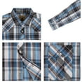 thumbnail image 3 of Coevals Club Men's Western Cowboy Long Sleeve Pearl Snap Plaid Work Shirts Light Blue Gray 10 Small, 3 of 4