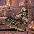 thumbnail image 6 of Rustic Cabin Moose Bear Mountain Patchwork, Peaceful Mountain Lake Scene, Warm Flannel Blanket for Cabin and Lodge, Outdoor Lovers person's Day Gift, Artistic Home Decor, 6 of 9