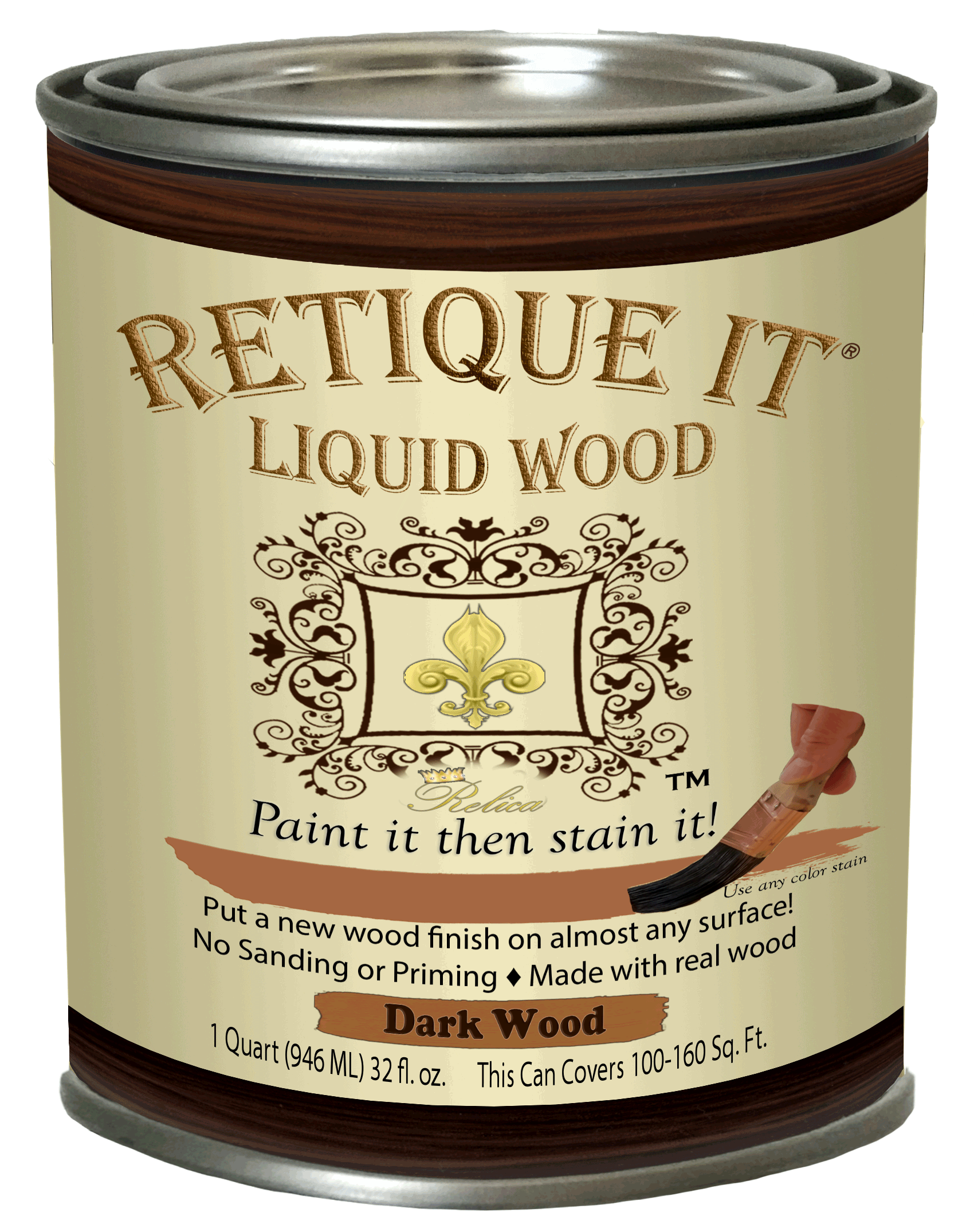 Retique It Liquid Wood Dark Wood Quart (32oz) Paint It Then Stain