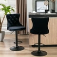 thumbnail image 3 of Triple Tree Swivel Velvet Bar Stools, Adjustable Height Barstools, Black Footrest, Black (Set of 2), 3 of 9