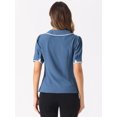 thumbnail image 3 of DARING DIVA Women's Elegant Chiffon Button Down Peter Pan Collar Blouse M Grey Blue, 3 of 6