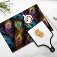 thumbnail image 4 of BaHomeck placemats Set of 4 Vibrant Pattern Of Colorful Peacock Feathers On Black Fabric Cotton Linen rectangle Placemats for Kitchen Dining Table Indoor,Outdoor,18*12inch, 4 of 4