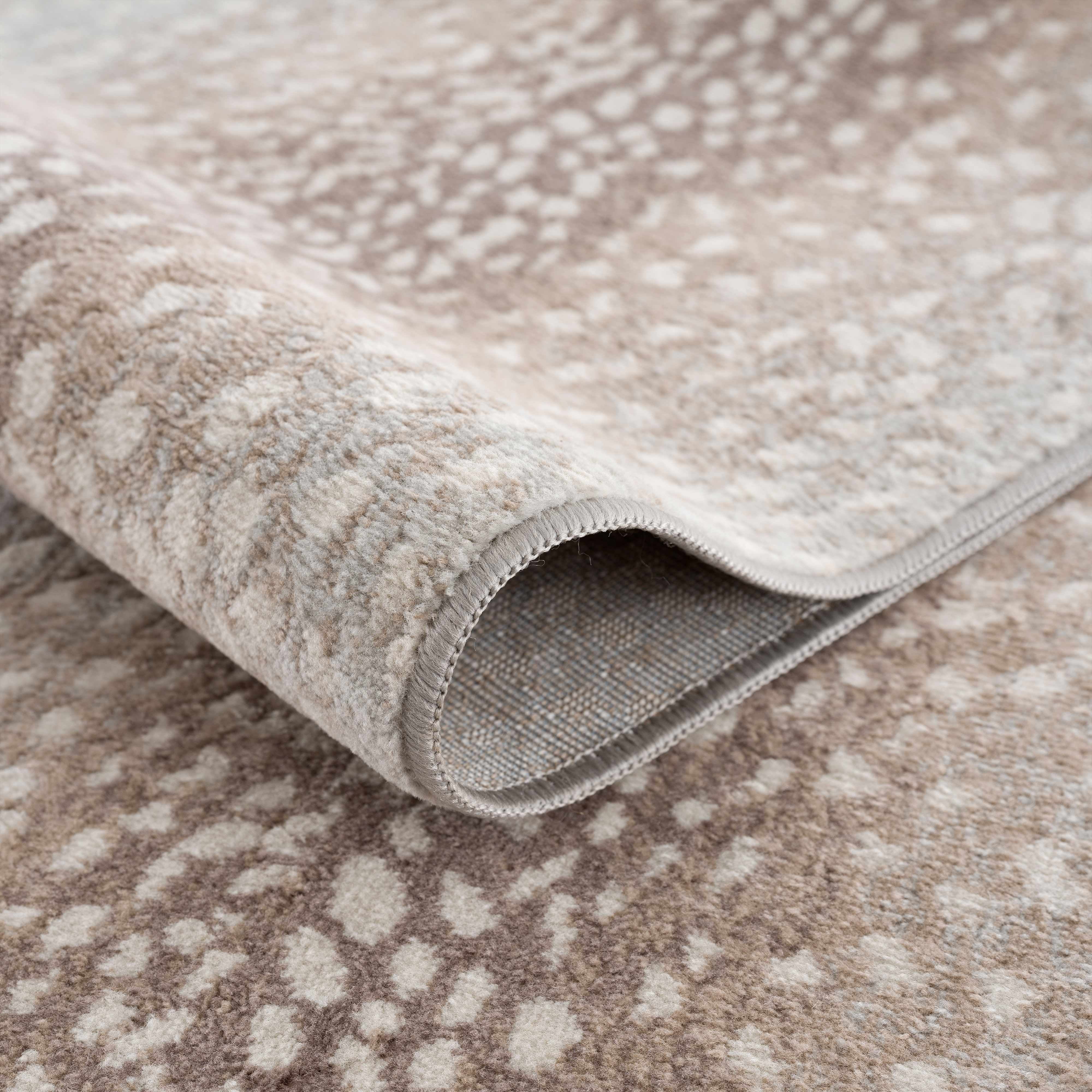 Hauteloom Pointblank Modern Animal Print Area Rug for Living Room, Bedroom - Bohemain Leopard Print Carpet - Contemporary Antelope Print Rug - Gray, Brown, Beige - 7'10" Round Rug