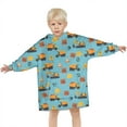 thumbnail image 3 of Cartoon Construction Vehicles Road Signs Blanket Hoodies for Kids 6-13YR Oversize Wearable Blanket Hoodies for Boys Girls Teens, 3 of 7