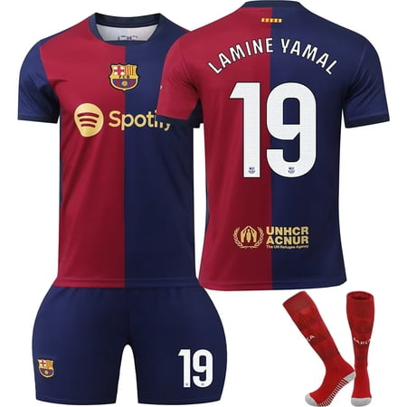 24-25 Kids & Adults Soccer Jersey Barcelona Home No.6 GAVI No.8 PEDRI No.9 No.19 LAMINE YAMAL for Men/Children Soccer Uniform Football Training Clothing with Sock