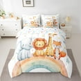 thumbnail image 2 of Castle Fairy Elephant Lion Giraffe Fox 7-Piece Twin Bedding Sets for Kids,Cartoon Rainbow Bedding Comforter Set,Kawaii Animal Breathable Sheet Sets,Microfiber Bedroom Decor, 2 of 8