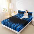 thumbnail image 4 of Homewish Stripe Line Pattern Full Size Sheets,Modern Abstract Geometric Bed Sheets,Blue Black Sheet Sets For Girl Teens,Breathable Home Decor,4 Pieces, 4 of 7