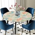 thumbnail image 5 of Elastic Fitted Round Tablecloth, Teal Red Coastal Waterproof Stretch Table Cover for 55"-60" Tables, Nautical Seahorse Beach Coral Starfish Beige Washable Outdoor Tablecloths for Patio, Picnic, 5 of 9