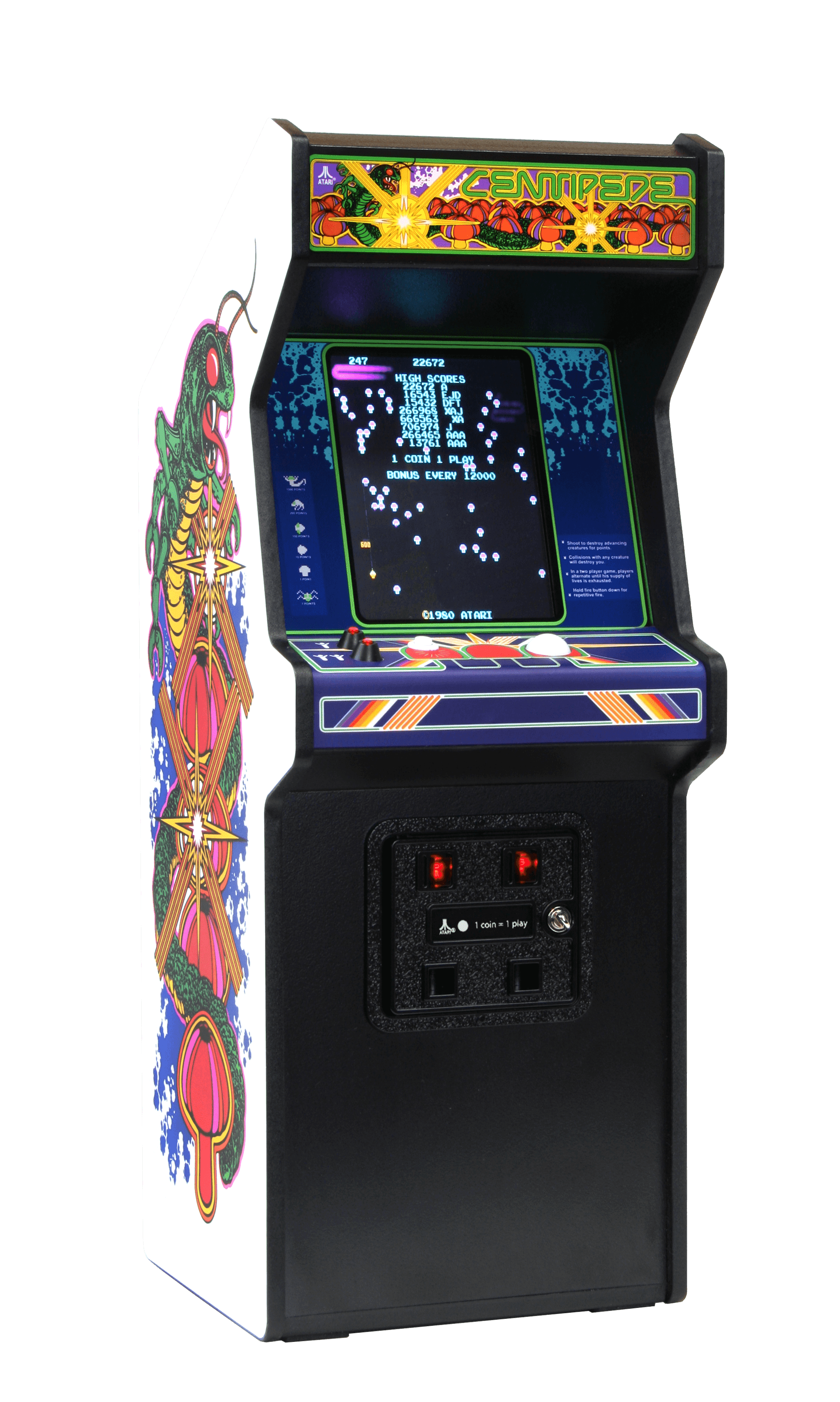 Replicade x Centipede 12" Mini Arcade Machine 1/6 Scale Wood Cabinet Atari 
