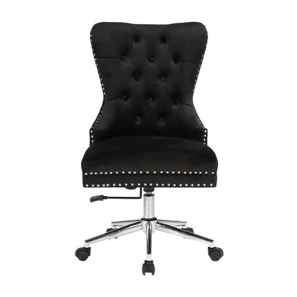Champagne Office Chair in Black Velvet, Executive Chair, Computer Chair, Adjustable Office Chair, Vintage Office Chair, Swivel Office Chair for Home