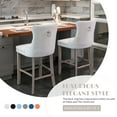 thumbnail image 6 of Paproos Upholstered Bar Stools Set of 2, Velvet Barstools with Tufted Back and Wood Legs, Modern Farmhouse Counter Height Bar Chairs with Chrome Nailhead Trim for Home Pub, Kitchen Island, Beige, 6 of 10