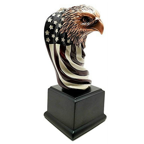 Wings of Glory Bald Eagle Star Spangled Banner American Flag Bust Electroplated Figurine Statue