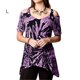 thumbnail image 1 of Qarigey Blusa de manga corta con hombros descubiertos y estampado tie-dye para mujer Prendas para la parte del cuerpo Púrpura L Qarigey AP002269-03, 1 of 2